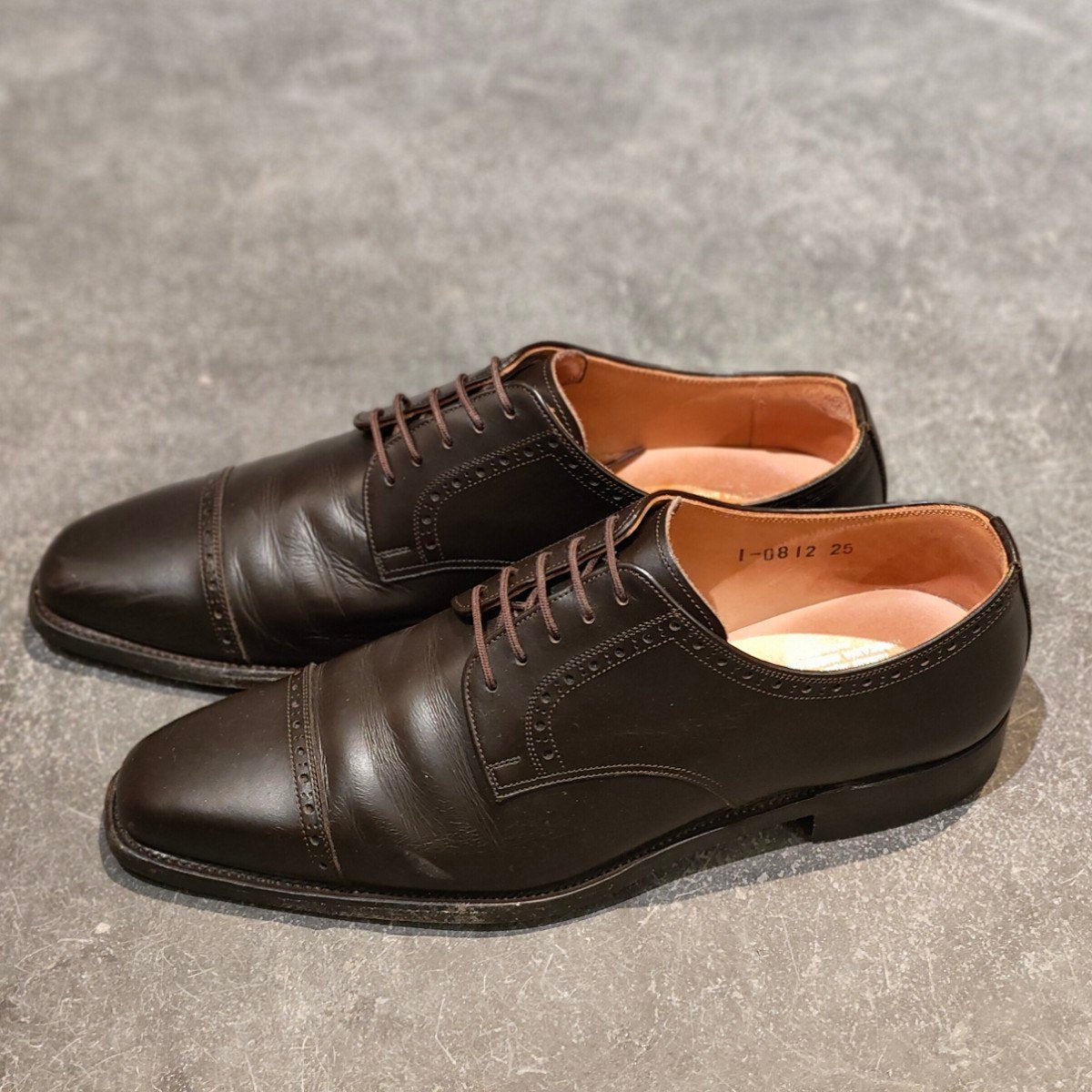 【SCOTCH GRAIN】スコッチグレイン 0812 パンチドキャップトゥ ダービー カーフ ブラウン サイズ25
