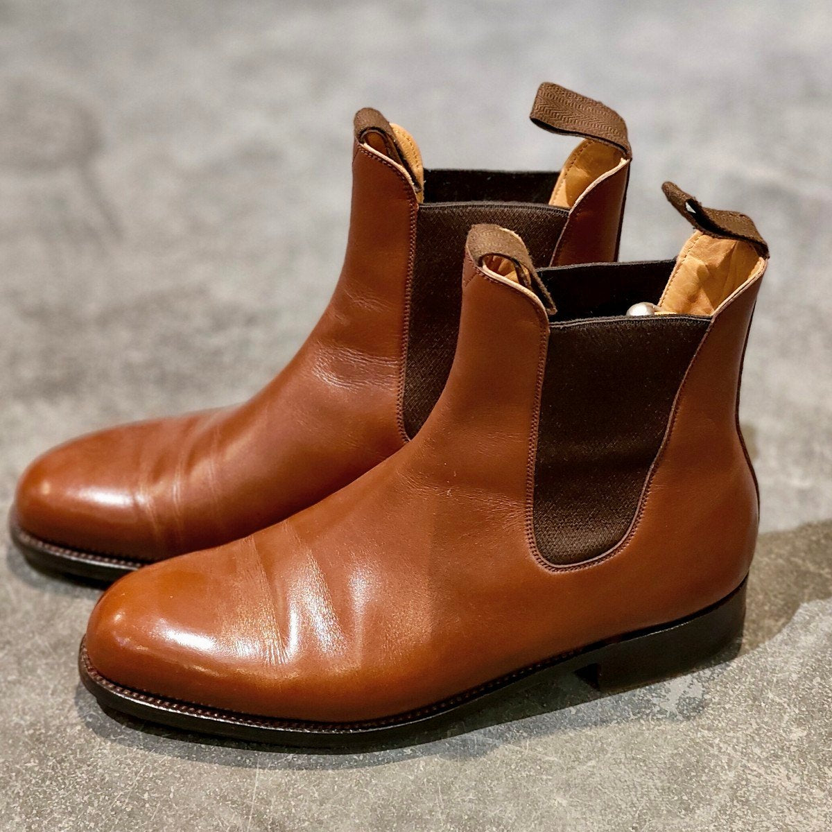 極美品【J.M.WESTON】ジェイエムウエストン 705 チェルシーブーツ タンブラウン ボックスカーフ サイズUK6.5D 39ラスト 参考定価￥198,000-