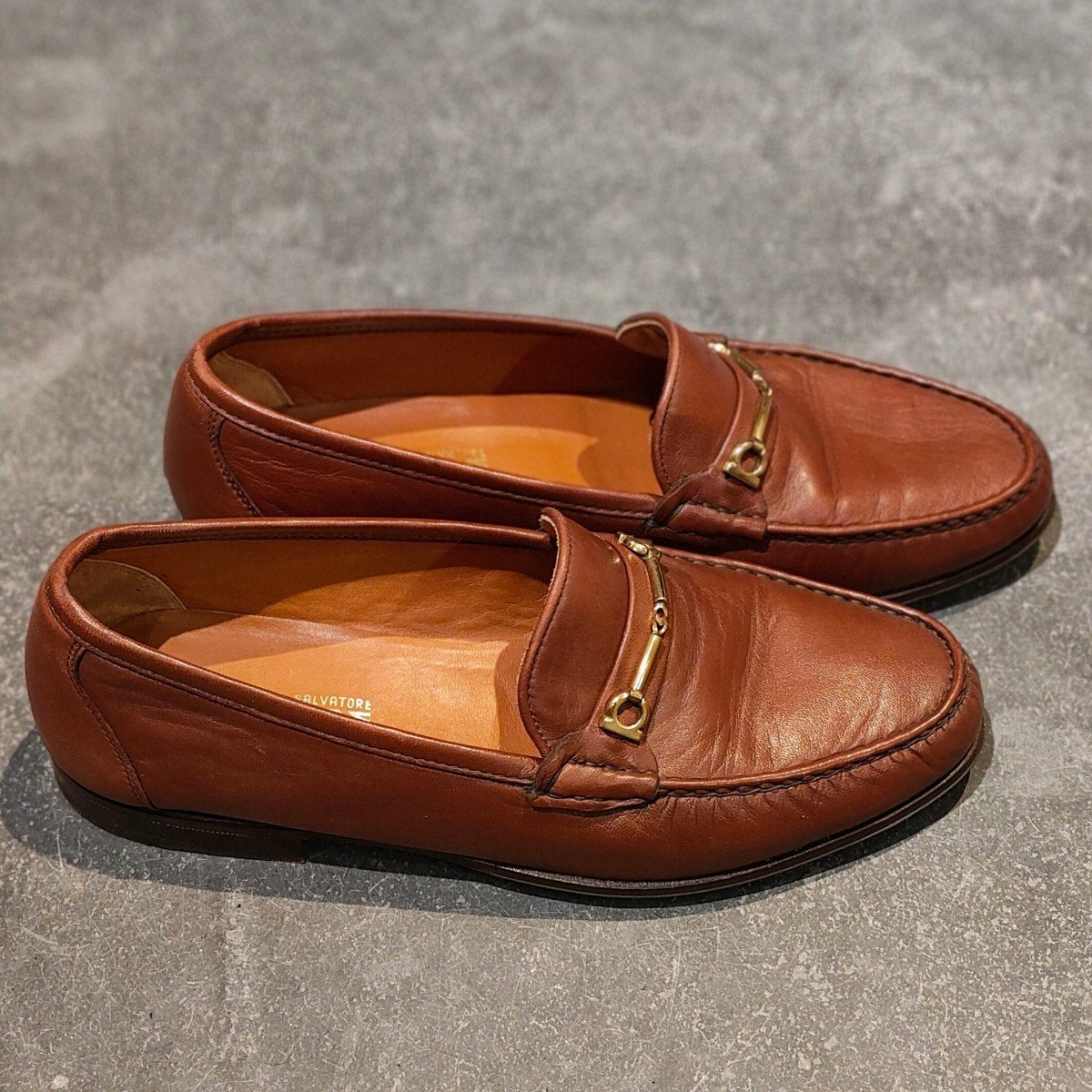 美品【Salvatore Ferragamo】サルバトーレ フェラガモ ビットローファー カーフ ブラウン サイズUK7.5EE