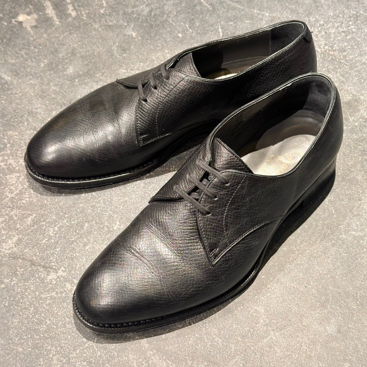 【F.LLIi Giacometti】フラテッリ ジャコメッティ FG600 プレーントゥダービー ユタカーフ ブラック サイズ39