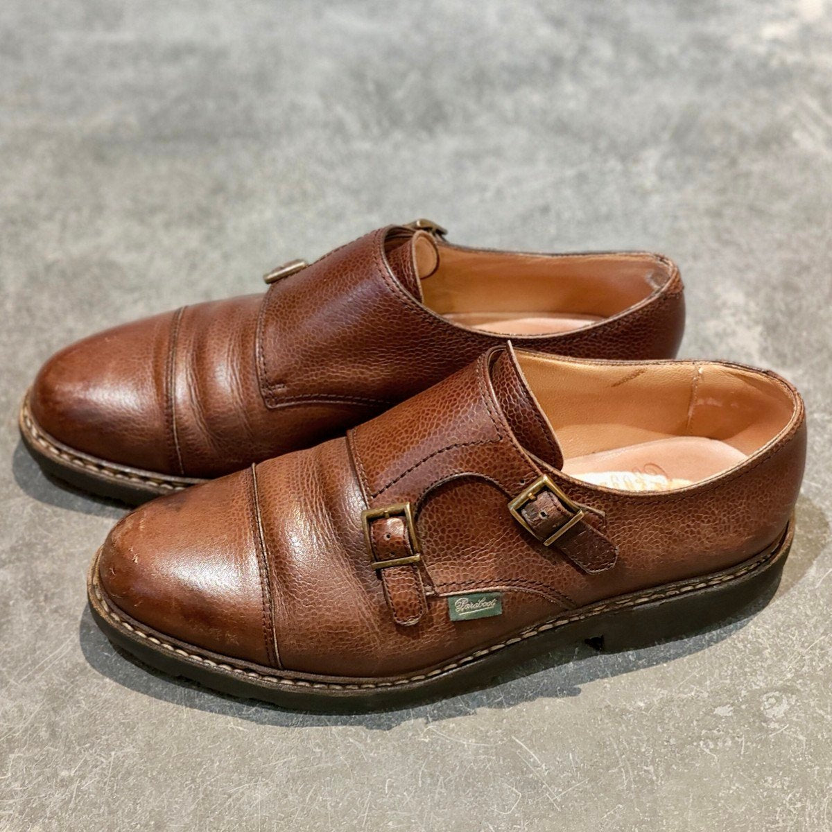 PARABOOT】パラブーツ ウィリアム ダブルモンク グレインレザー