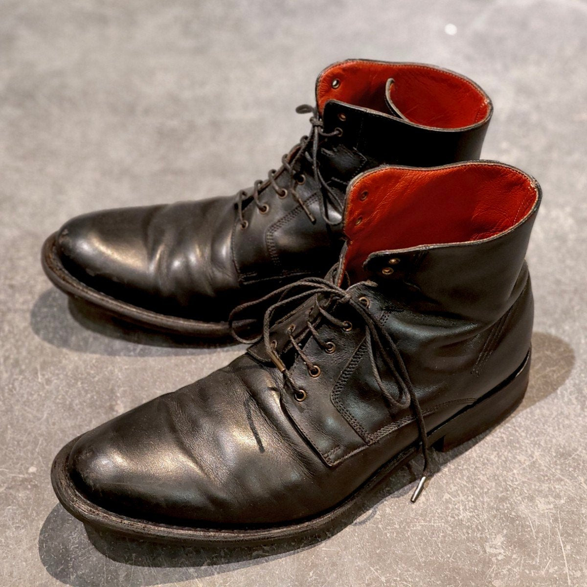 【PARABOOT】パラブーツ 9741 レースアップブーツ プレーントゥ カーフ ブラック サイズUK6