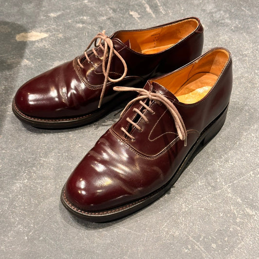 【SANDERS】サンダース 9575R プレーントゥ ガラスレザー バーガンディ サイズ表記無し(UK7相当)