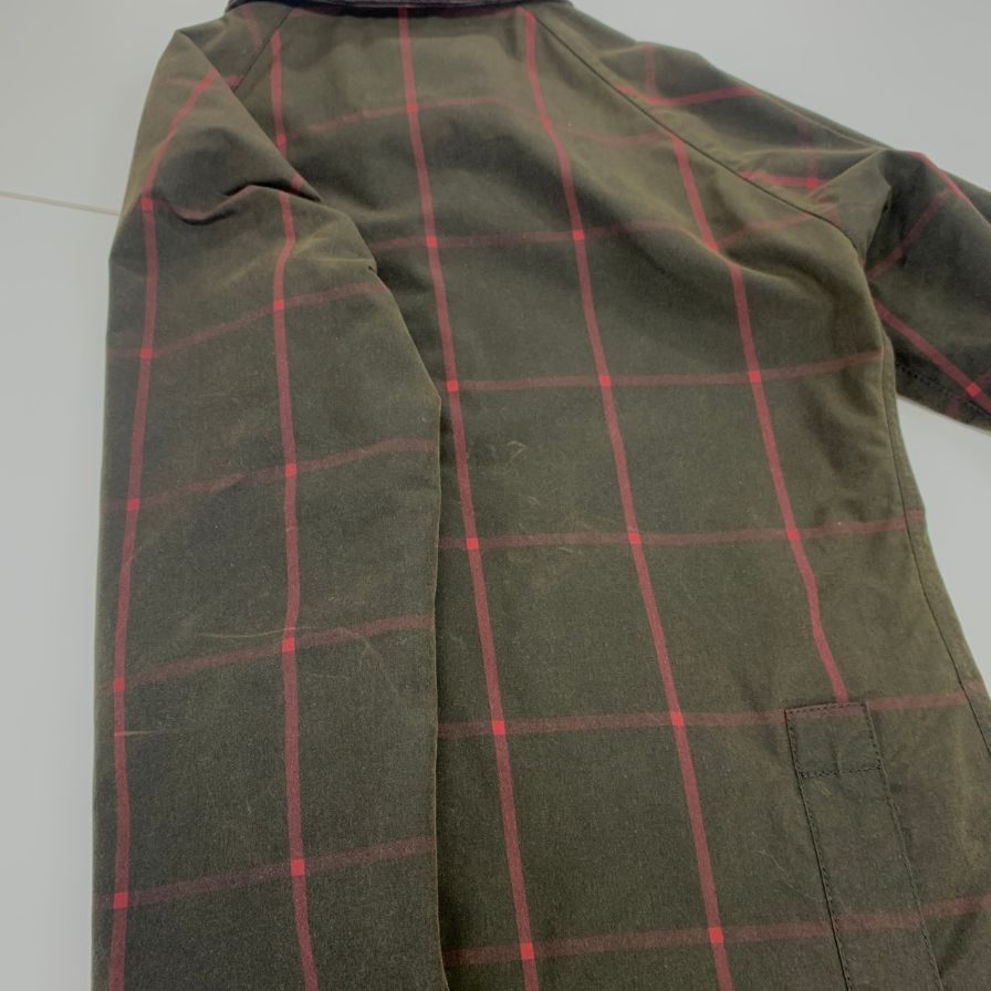 【Barbour】バブアー オイルドジャケット ビデイルSL オリーブ 赤ウィンドペン柄  メンズ サイズ36
