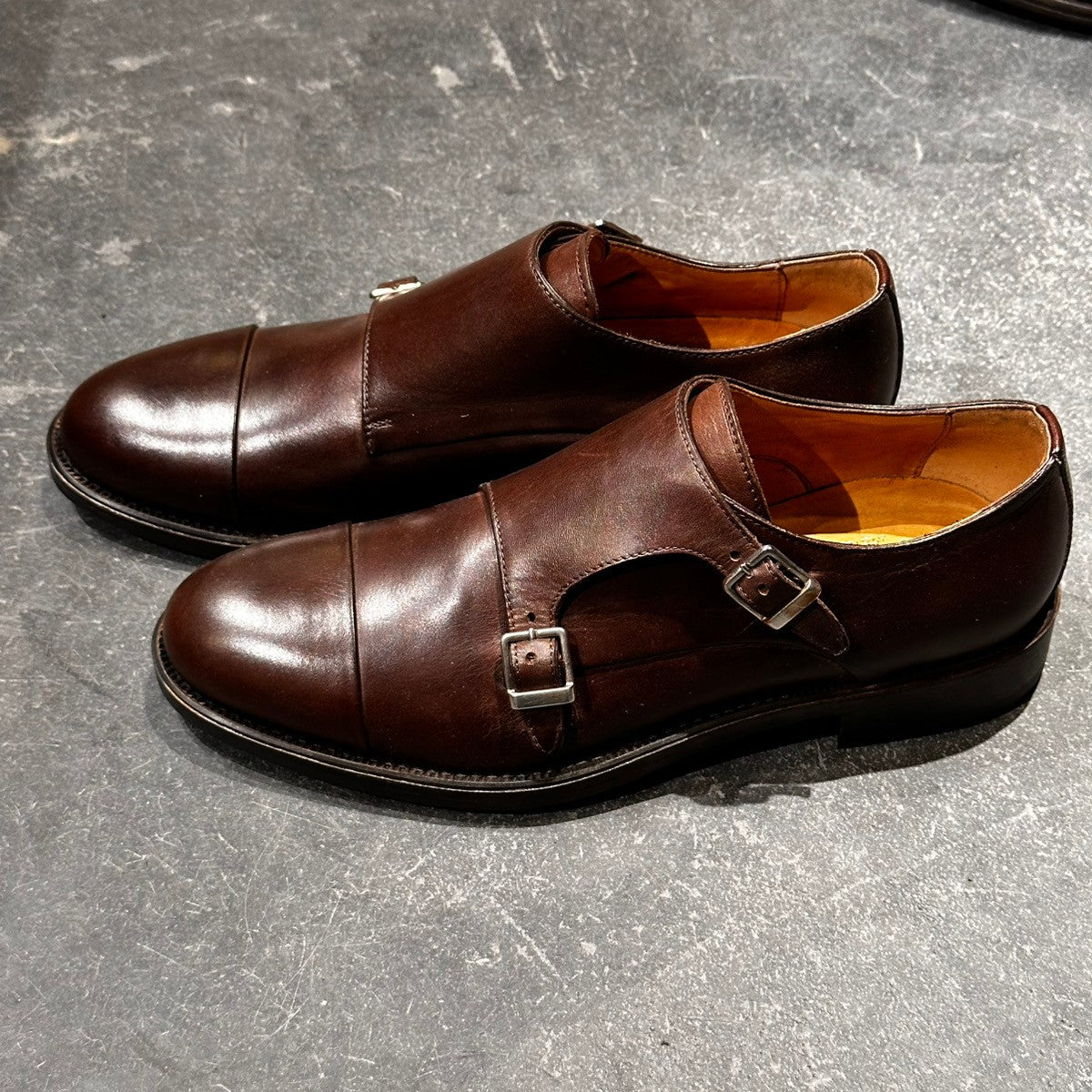 未使用品【Stefano Branchini】ステファノブランキーニ ST181 ダブルモンクストラップ カーフ ブラウン サイズ42