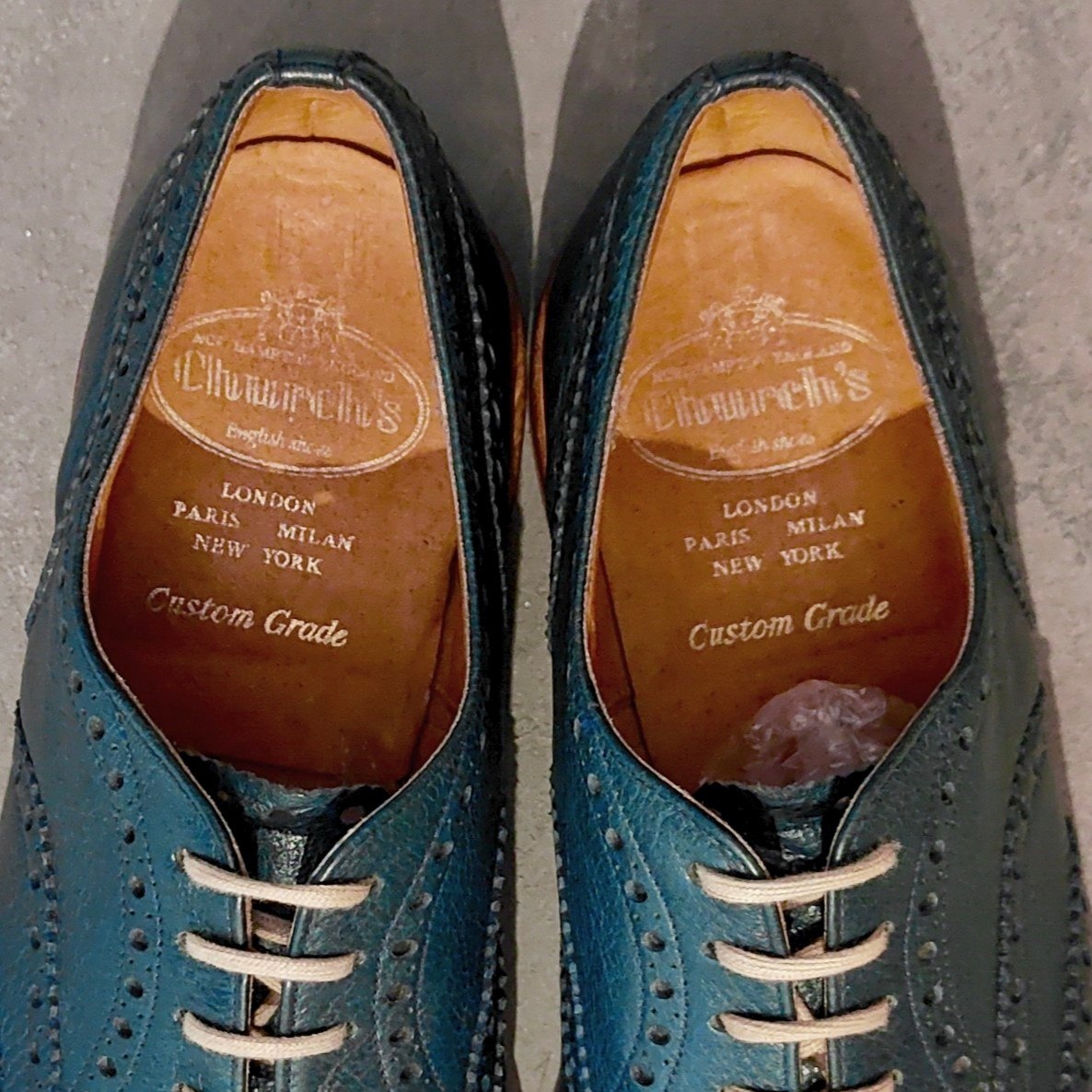 希少 美品【Church´s】チャーチ ダウントン シカ革 ターコイズ サイズUK70H 81ラスト