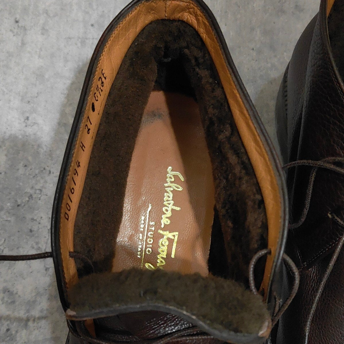 【Salvatore Ferragamo】サルヴァトーレフェラガモ  チャッカブーツ グレインレザー ブラウン サイズUK8.5EE