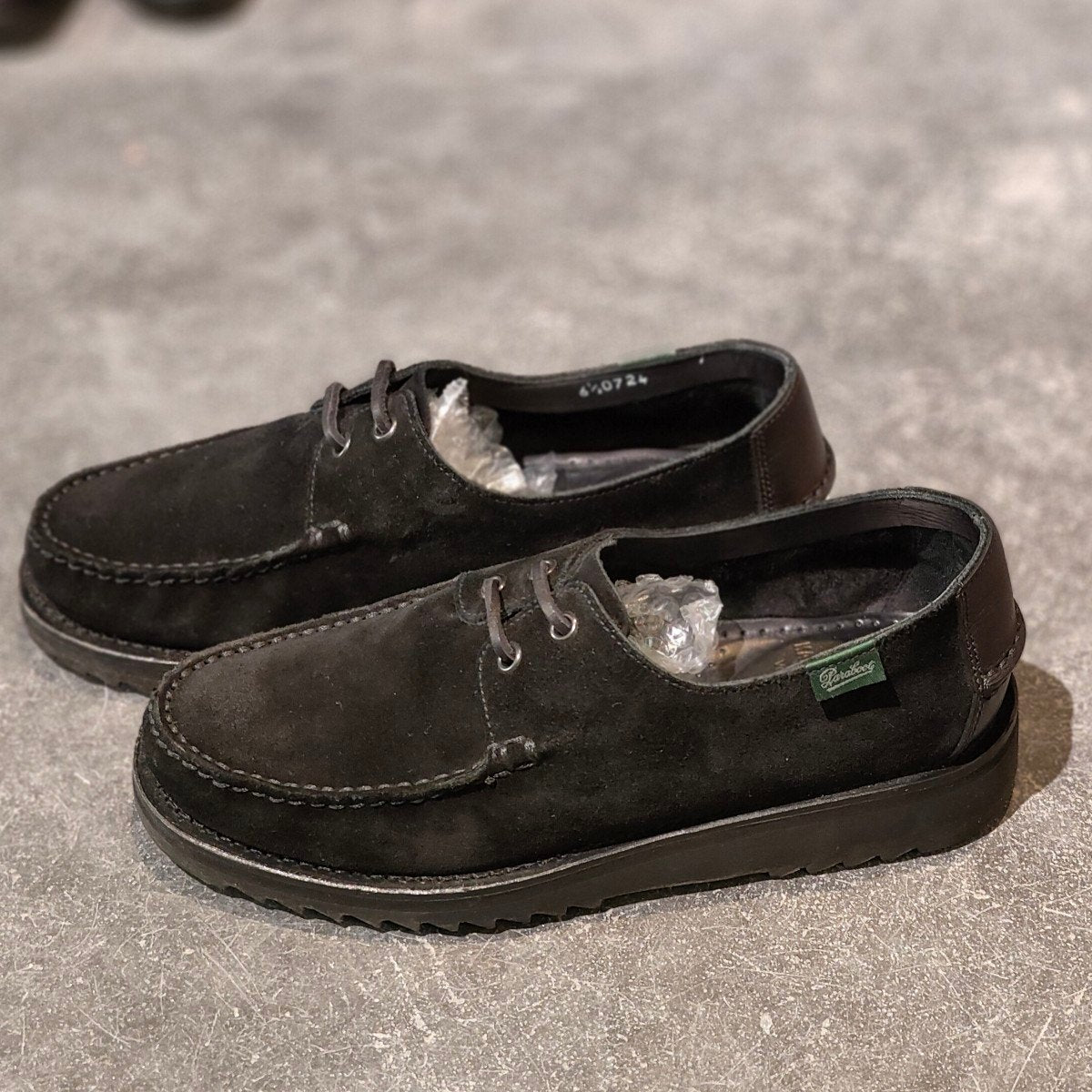 希少 使用数回【Paraboot】パラブーツ DOMINGUE  KAPTAIN SUNSHINE別注 Uチップ スエードカーフコンビ ブラック サイズ UK6.5