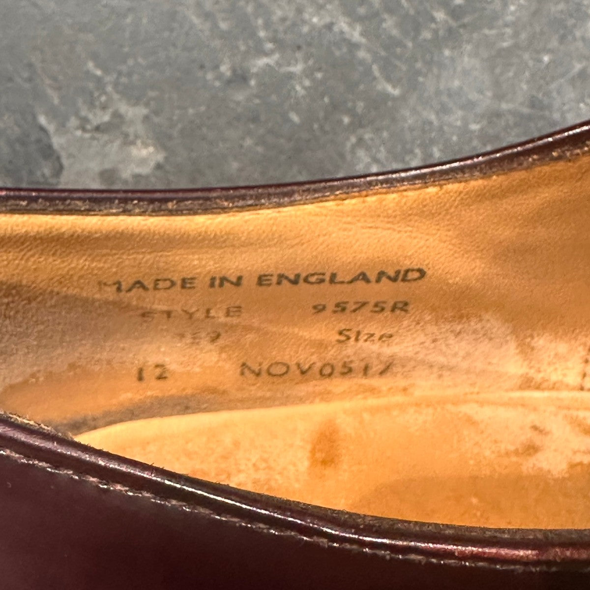 【SANDERS】サンダース 9575R プレーントゥ ガラスレザー バーガンディ サイズ表記無し(UK7相当)