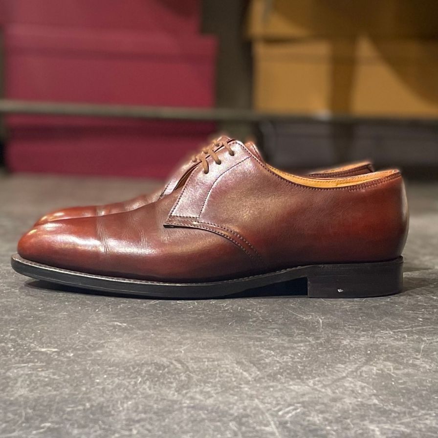 希少【JOHN LOBB】ジョンロブ  ペリエ プレーントゥ Vフロント カーフ ブラウン サイズUK6E 8695ラスト