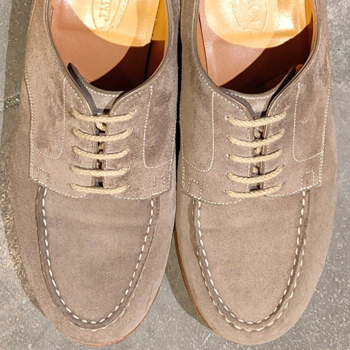 希少 使用数回【J.M.WESTON】ジェイエムウエストン 641 ゴルフ Uチップ スエード トルバドール グレー サイズ UK5.5E 31ラスト 参考定価176,000-