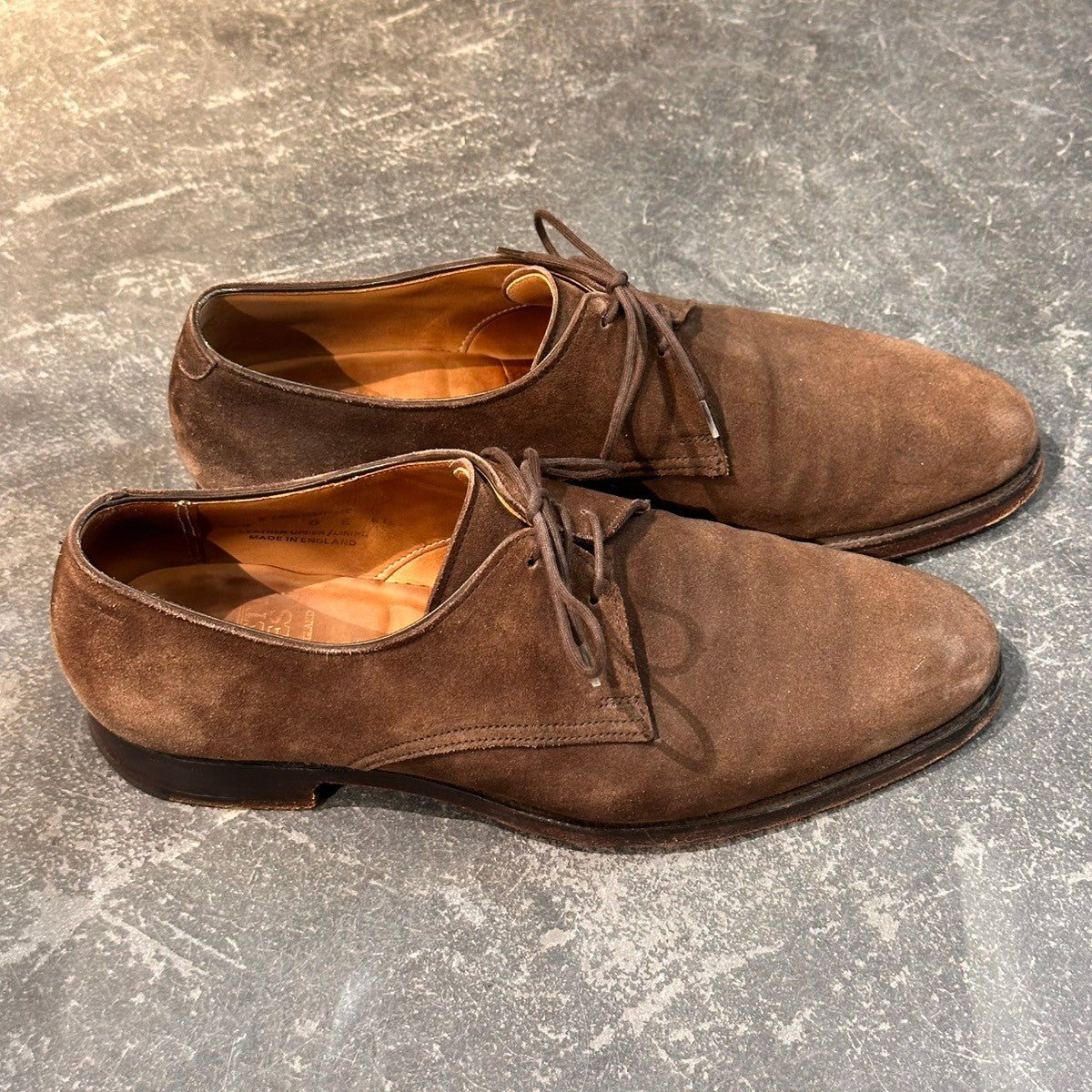 【CROCKETT&JONES】クロケット&ジョーンズ ウィンボーン プレーントゥ ビジネスシューズ スエード ブラウン サイズUK6E