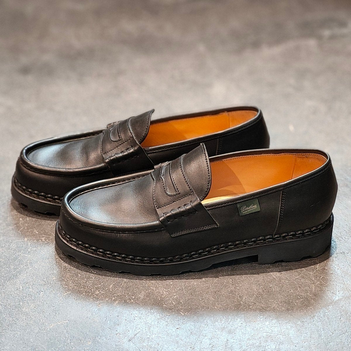 使用数回【Paraboot】パラブーツ ランス コインローファー リスレザー ブラック サイズUK8 定価￥94,600-