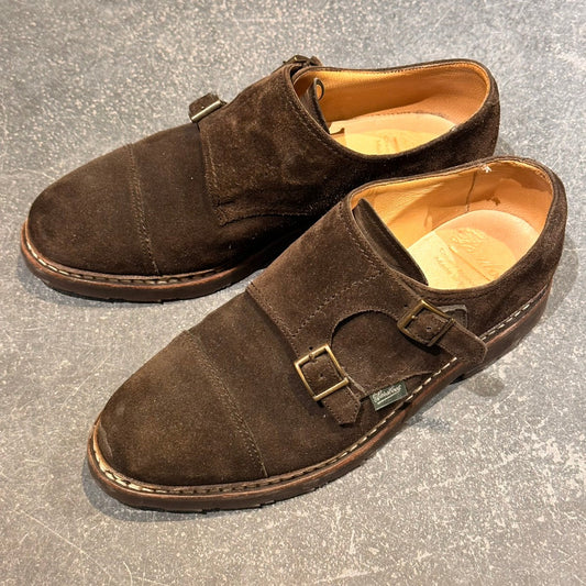 【Paraboot】パラブーツ ウィリアム ダブルモンクストラップ スエード ブラウン サイズUK7