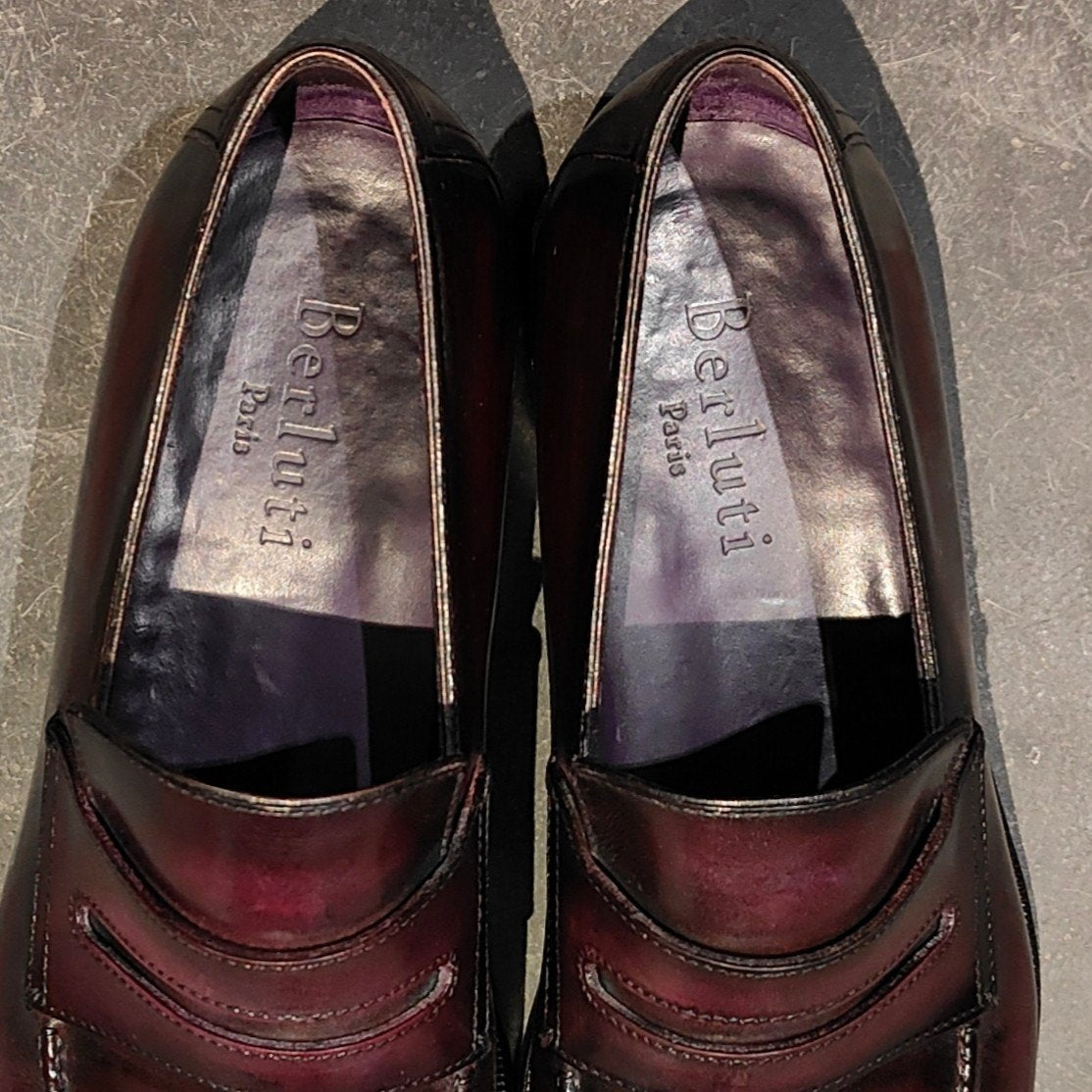 極美品【BERLUTI】ベルルッティ 1123 アンディ カーフ パティーヌ パープル サイズ UK6