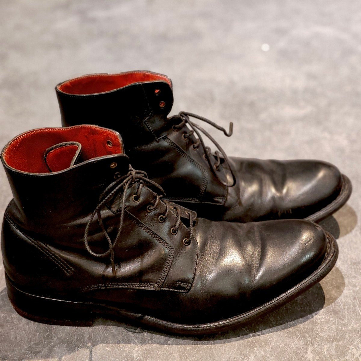 【PARABOOT】パラブーツ 9741 レースアップブーツ プレーントゥ カーフ ブラック サイズUK6