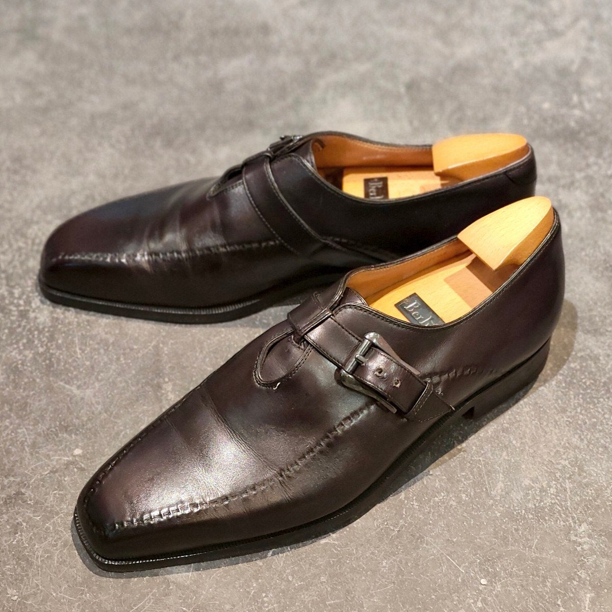 【Berluti】ベルルッティ  シングルモンク パティーヌ カーフ パープル サイズUK7