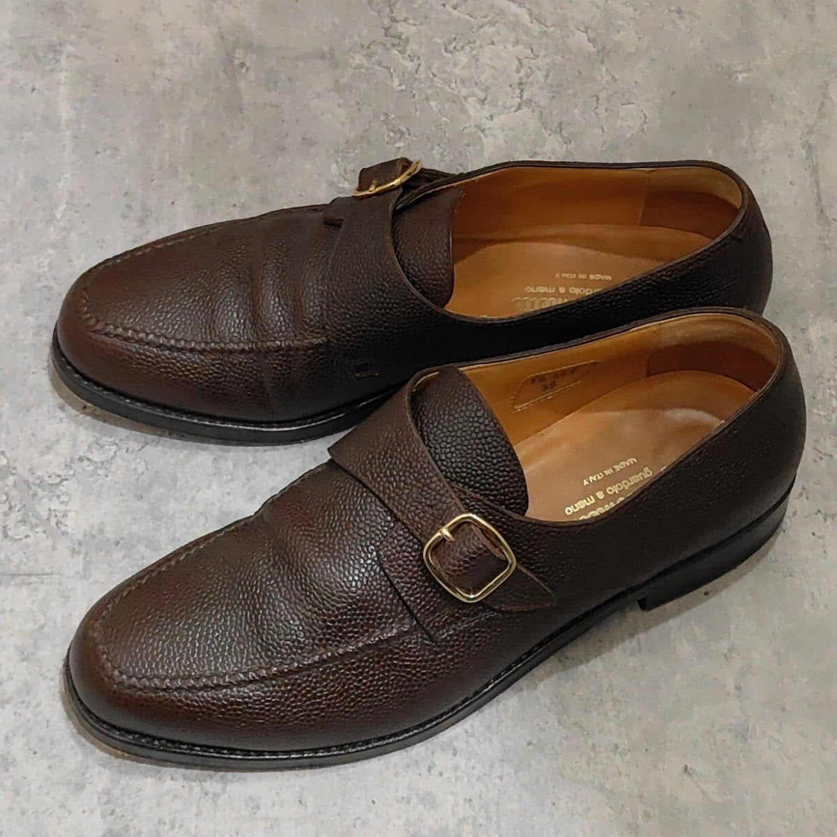 【F.lli Giacometti】フラテッリジャコメッティ FG261 シングルモンク グレインレザー ダークブラウン サイズ39