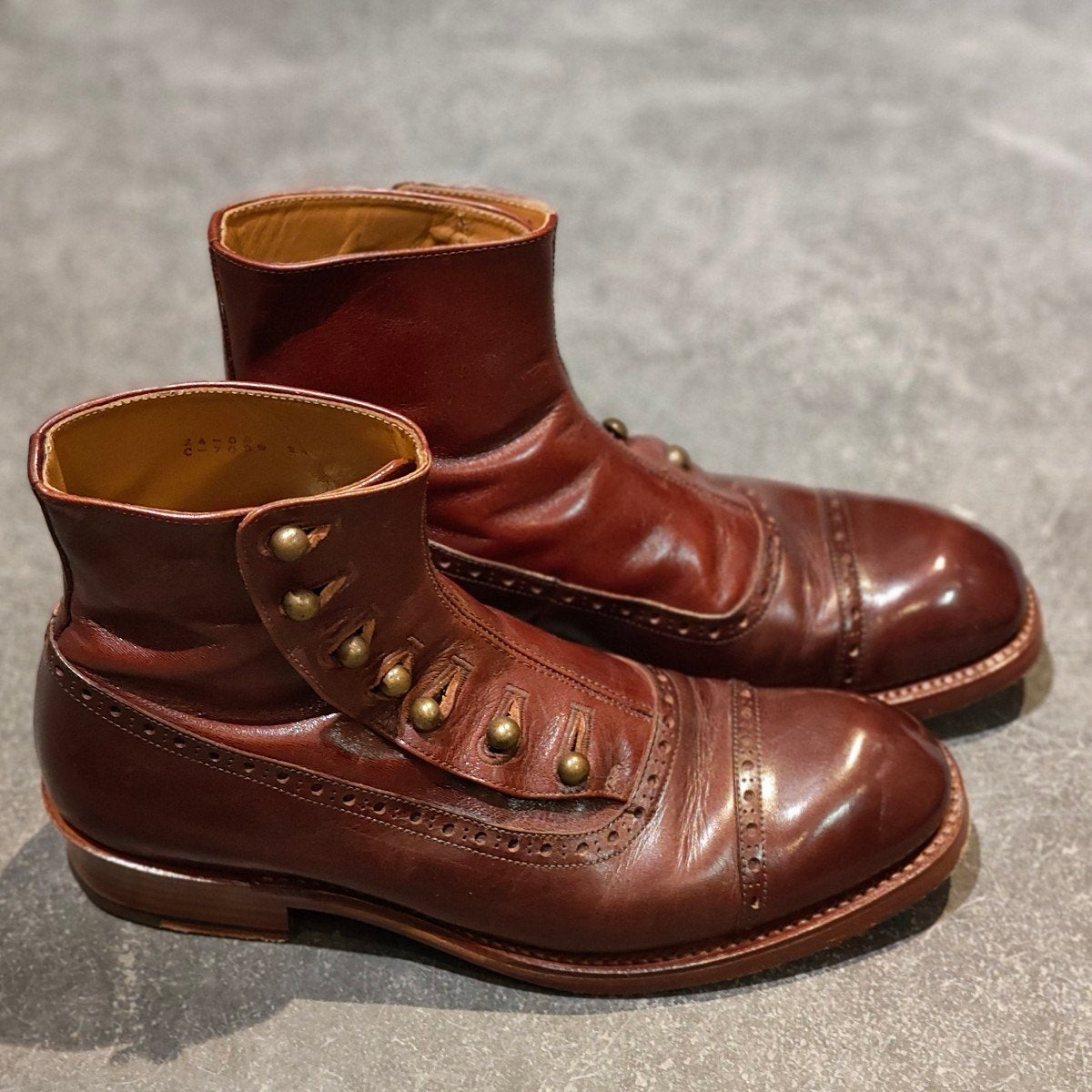 【chausser】ショセ ボタンブーツ C-7039 カーフ ブラウン サイズ25