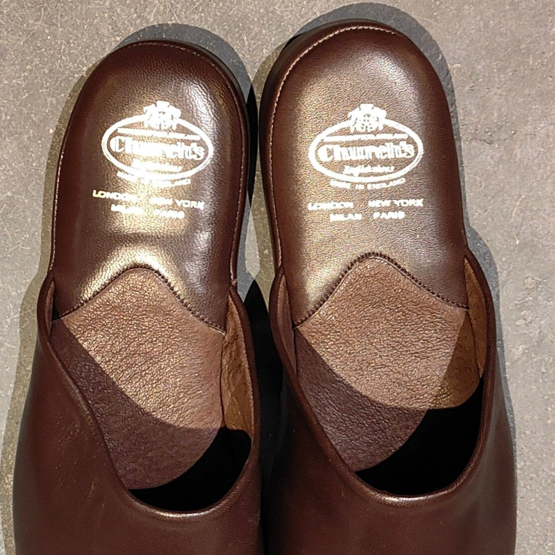 新品未使用【Church's】チャーチ アラン スリッパ ルームシューズ 4都市 カーフ ブラウン サイズUK9F