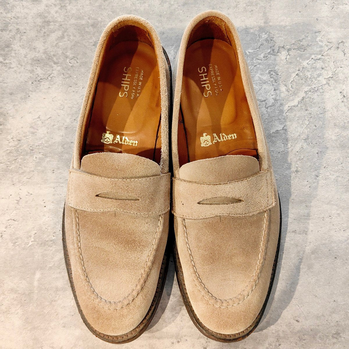【ALDEN】オールデン SHIPS別注  9644FY ペニーローファー スエード ベージュ サイズ US7.5D レイドンラスト想定