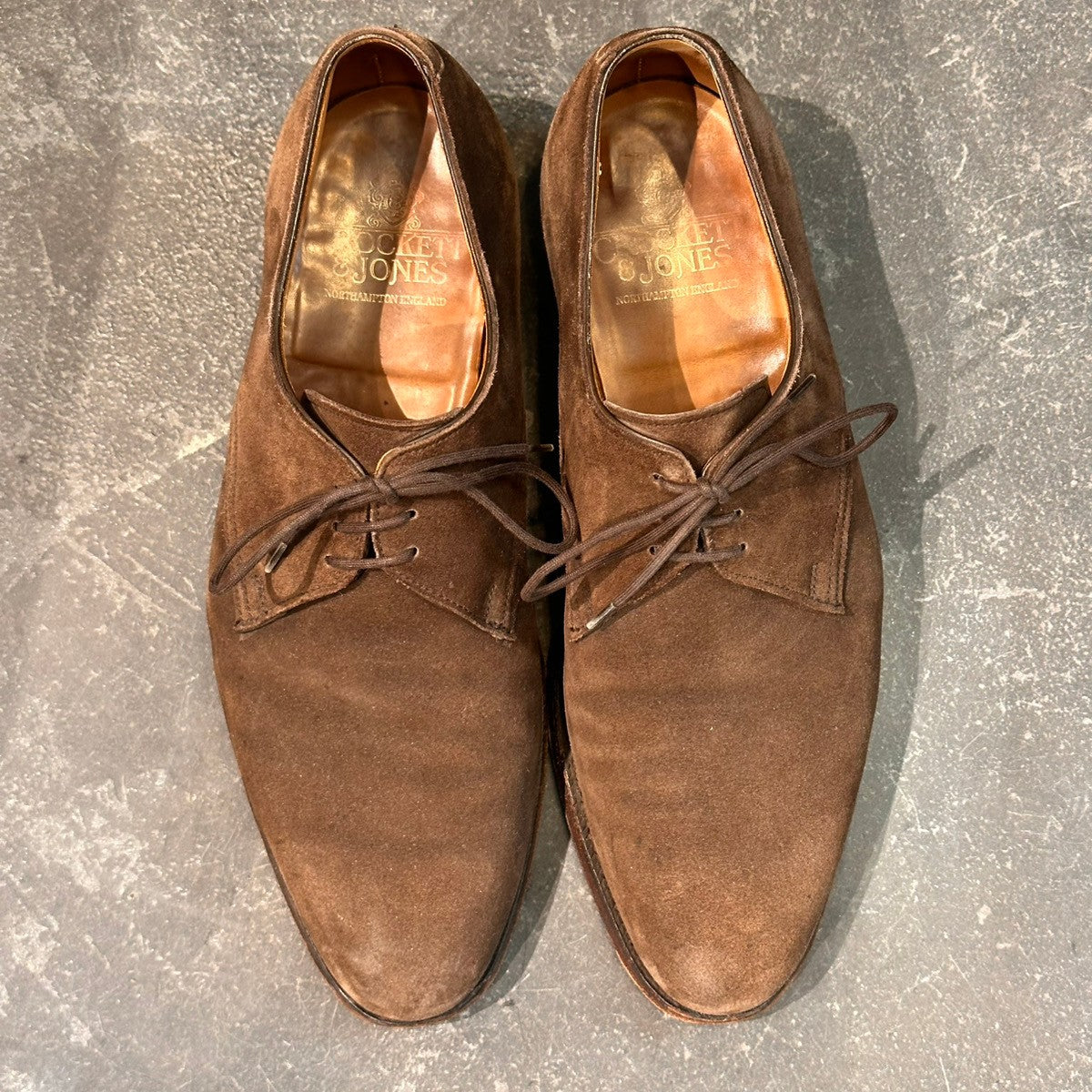 【CROCKETT&JONES】クロケット&ジョーンズ ウィンボーン プレーントゥ ビジネスシューズ スエード ブラウン サイズUK6E