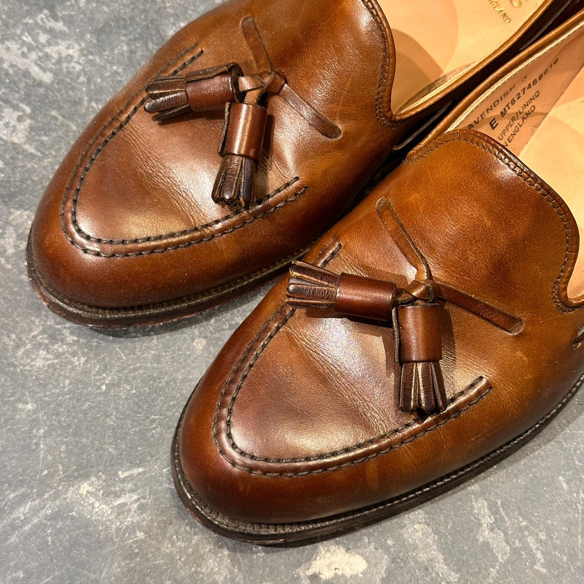 【CROCKETT&JONES】クロケット&ジョーンズ キャベンディッシュ3 タッセルローファー バーニッシュカーフ ダークブラウン サイズUK5E 375ラスト