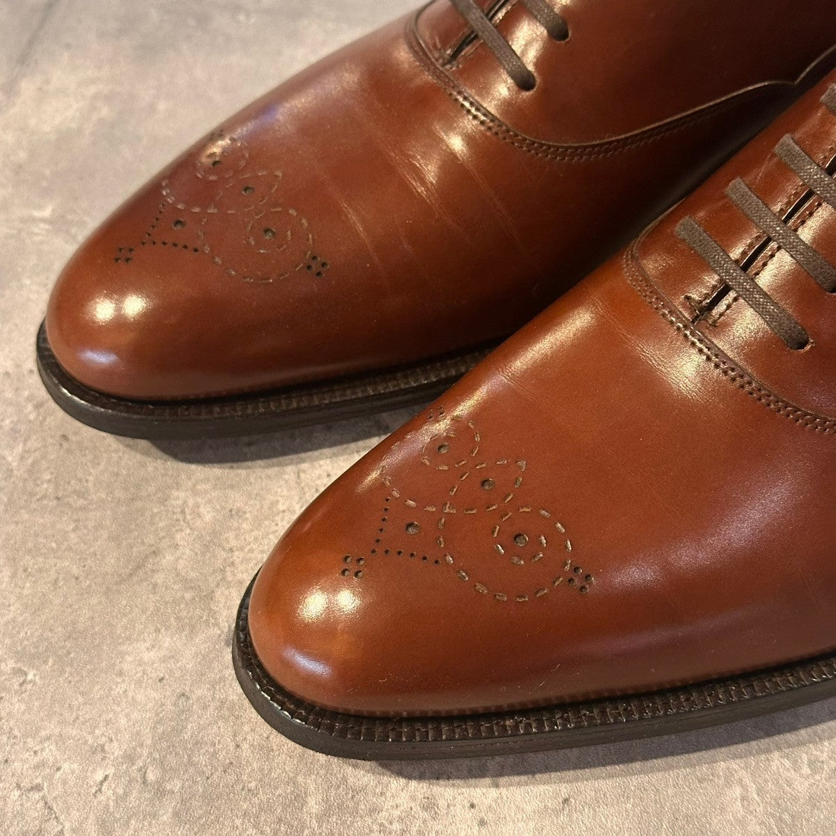 希少 美品【JOHN LOBB】ジョンロブ JOHN LOBB イヤーモデル 2007 メダリオン オックスフォード カーフ ブラウン サイズUK7.5E 1105ラスト