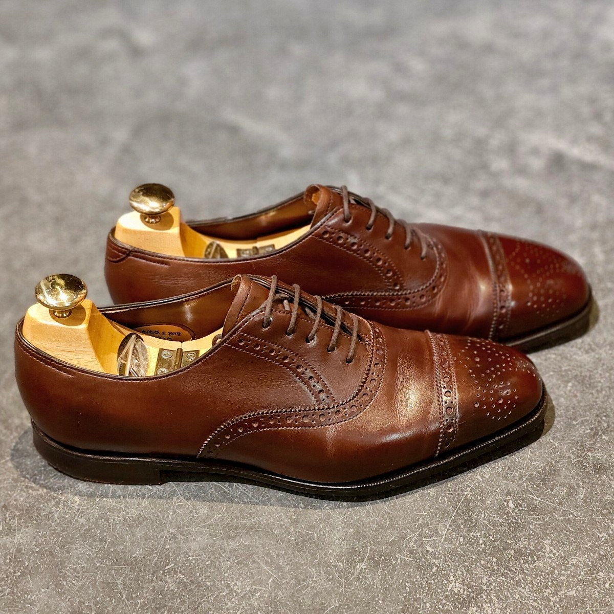美品【EDWARD GREEN】エドワードグリーン アスキス セミブローグ カーフ ダークオークアンティーク サイズ UK6E 808ラスト