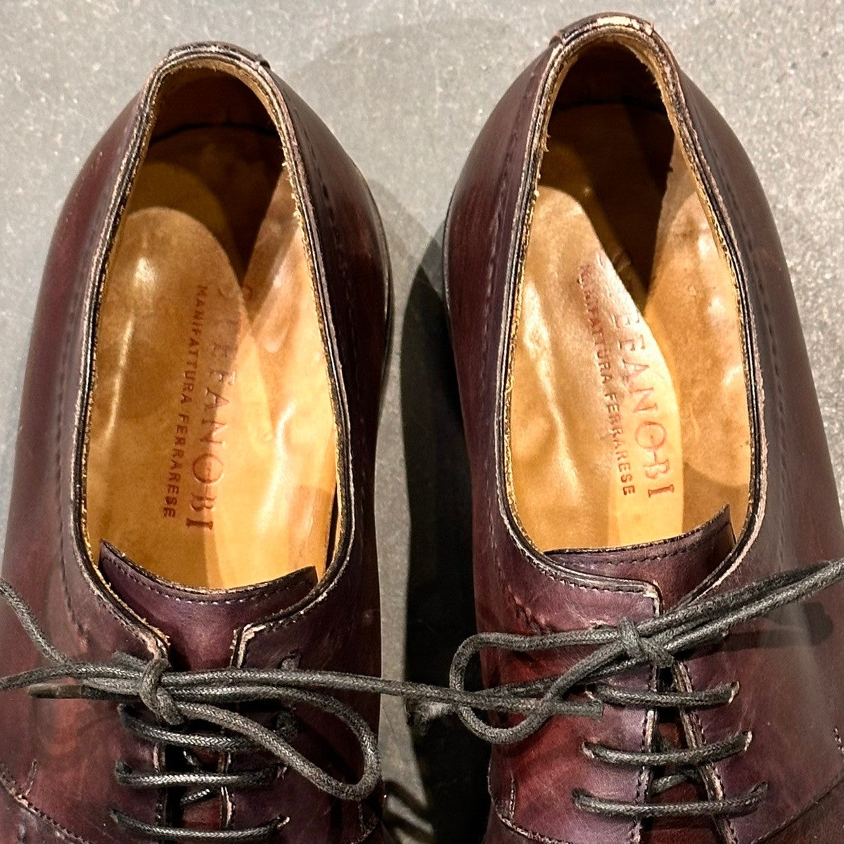 【STEFANO BI】ステファノビ  スクエアトゥ ステッチ カーフ バーガンディ サイズ不明(UK7相当)