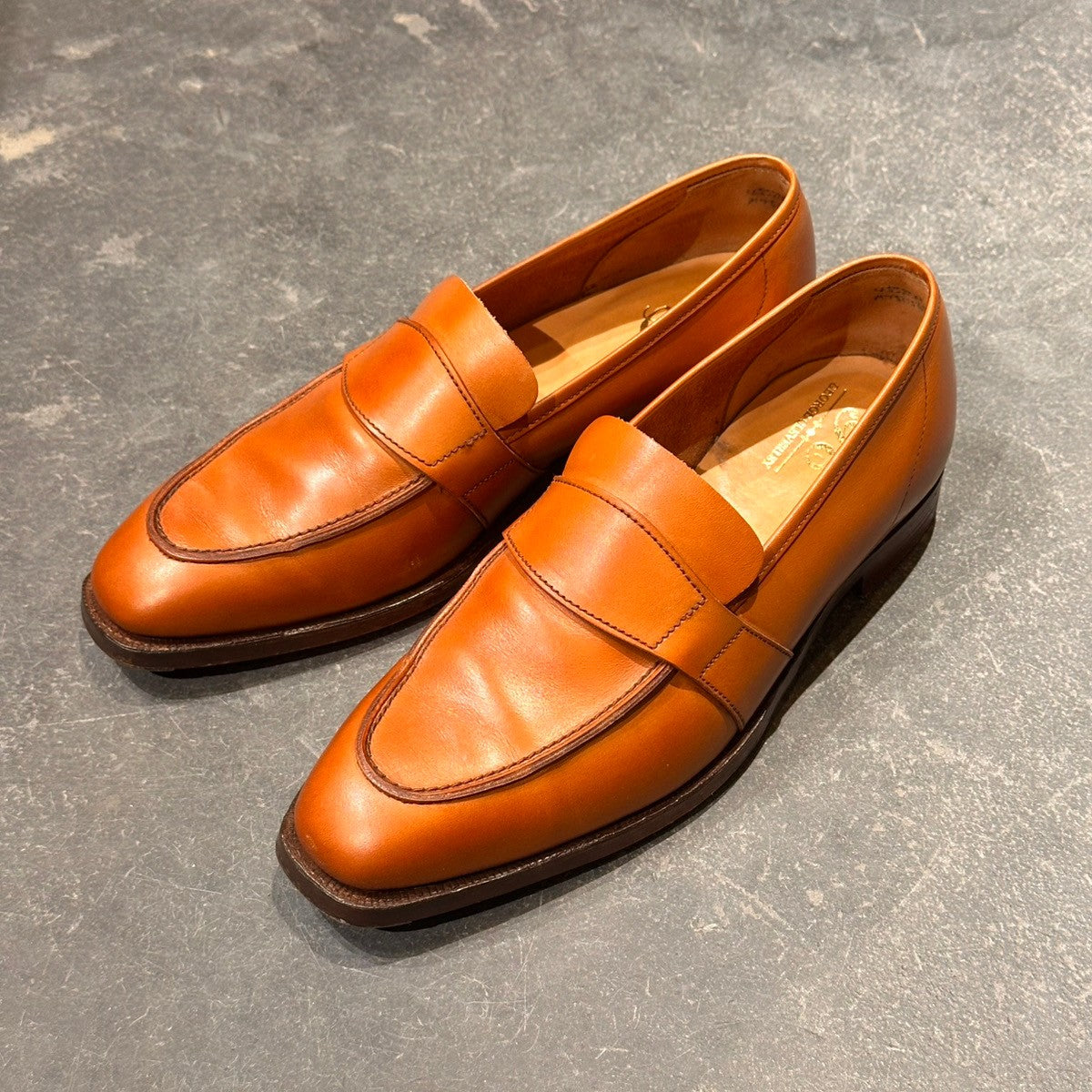 【GEORGE CLEVERLEY】ジョージクレバリー 48522 ローファー カーフ アンラインド ブラウン サイズUK5.5E