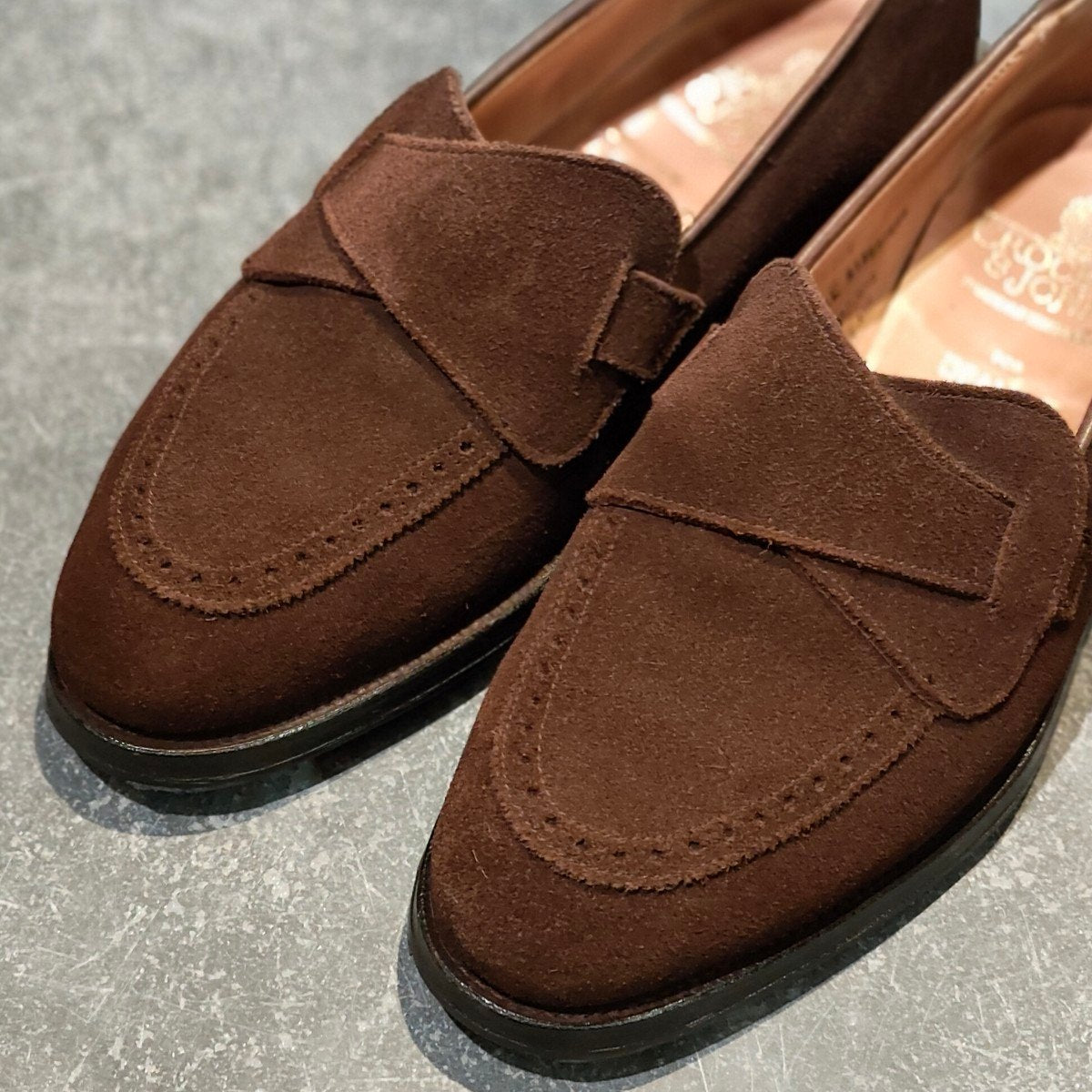 【CROCKETT&JONES】クロケット＆ジョーンズ ビームスF別注 ブリムストーン バタフライ ローファー スエード ブラウン サイズUK5.5E 302ラスト