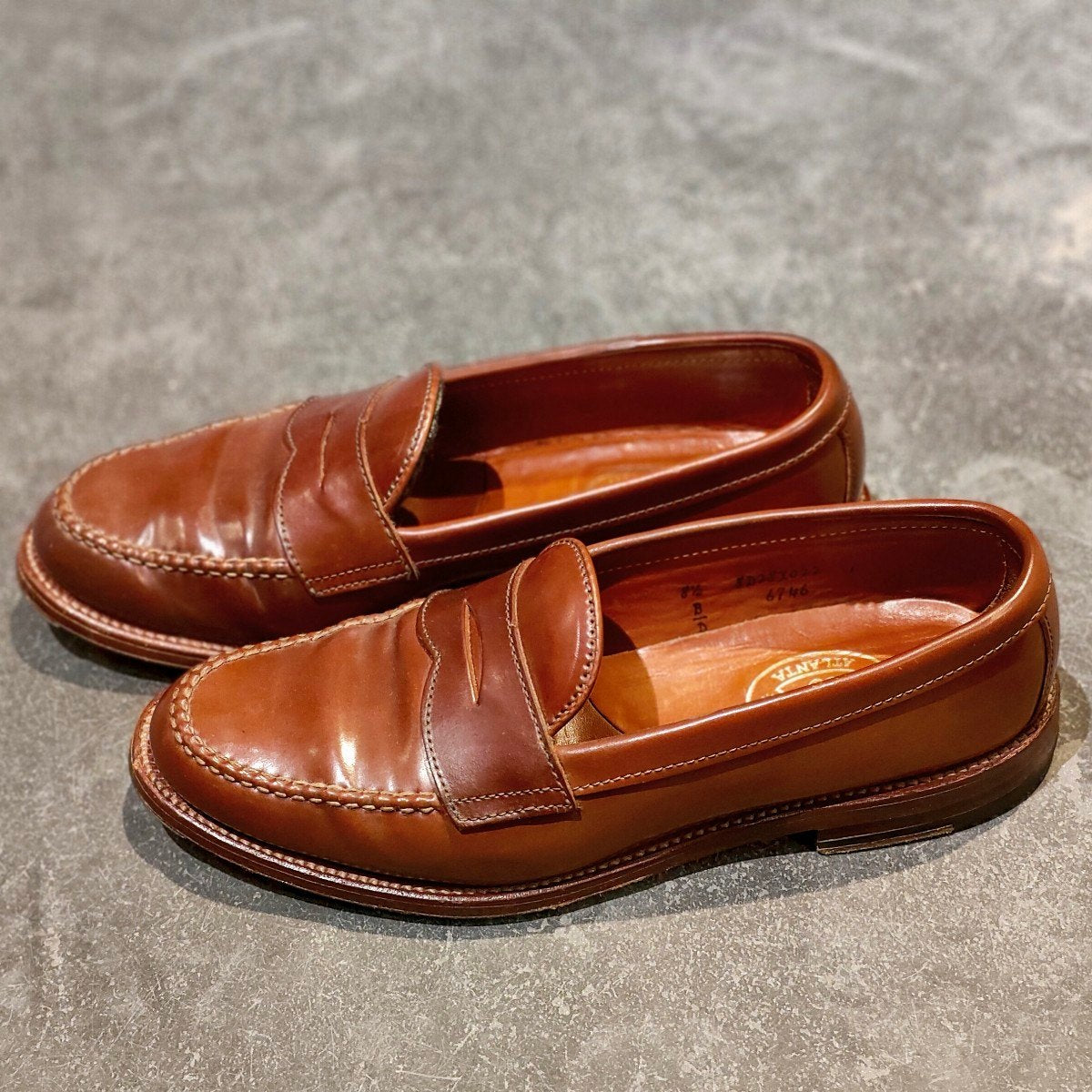 希少 美品【ALDEN】オールデン H.Stockton別注 6746 ペニーローファー コードバン ウイスキー サイズUS8.5D バンラスト