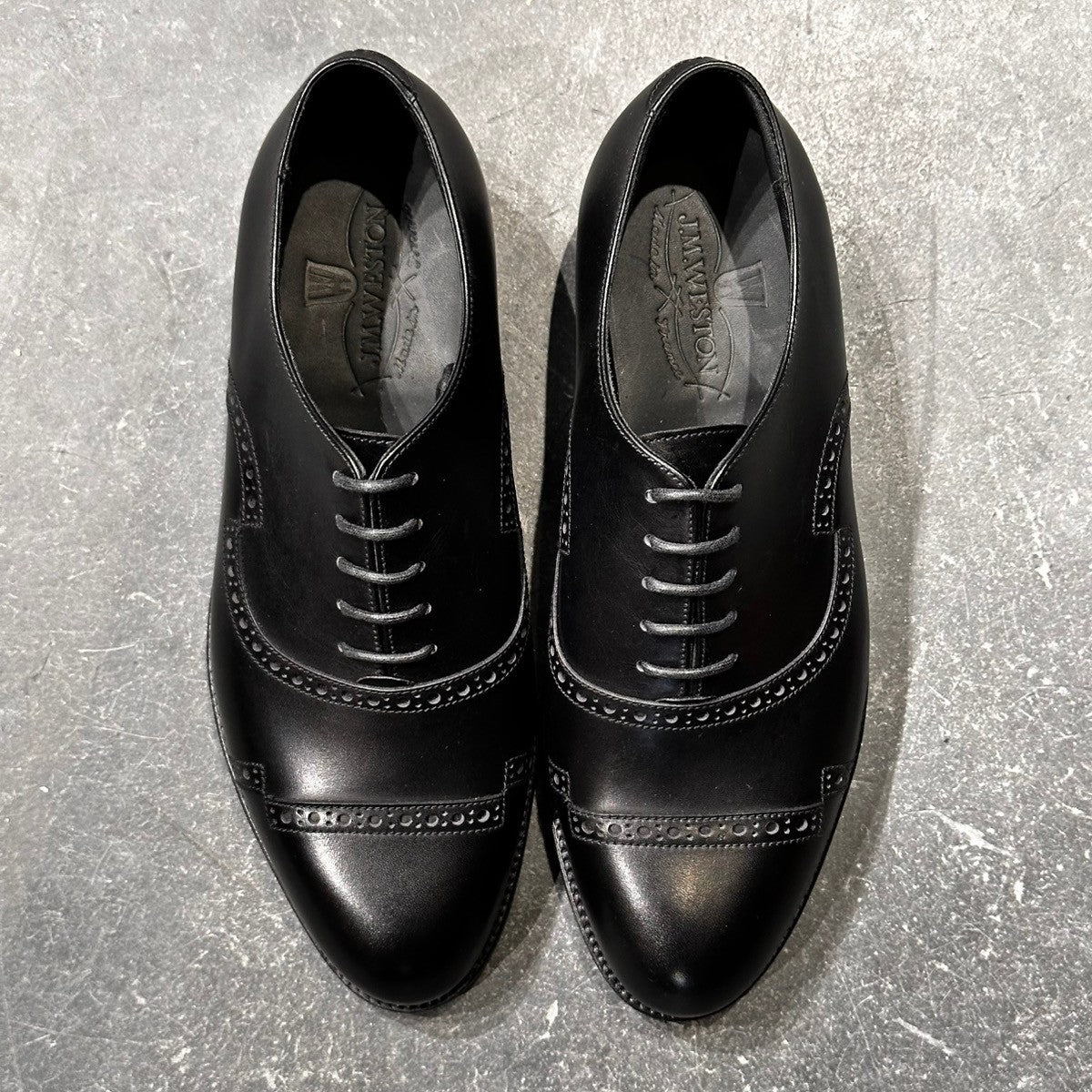 未使用品【J.M.WESTON】ジェイエムウエストン 359 ラファエル パンチドキャップトゥ カーフ ブラック サイズUK5D T9ラスト