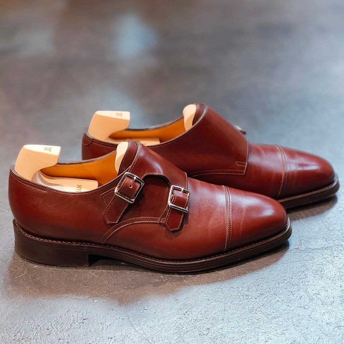 使用数回 【JOHNLOBB】ジョンロブ ウィリアム ダブルモンク カーフ ブラウン サイズ UK5.5E 9795ラスト 定価￥237,600-