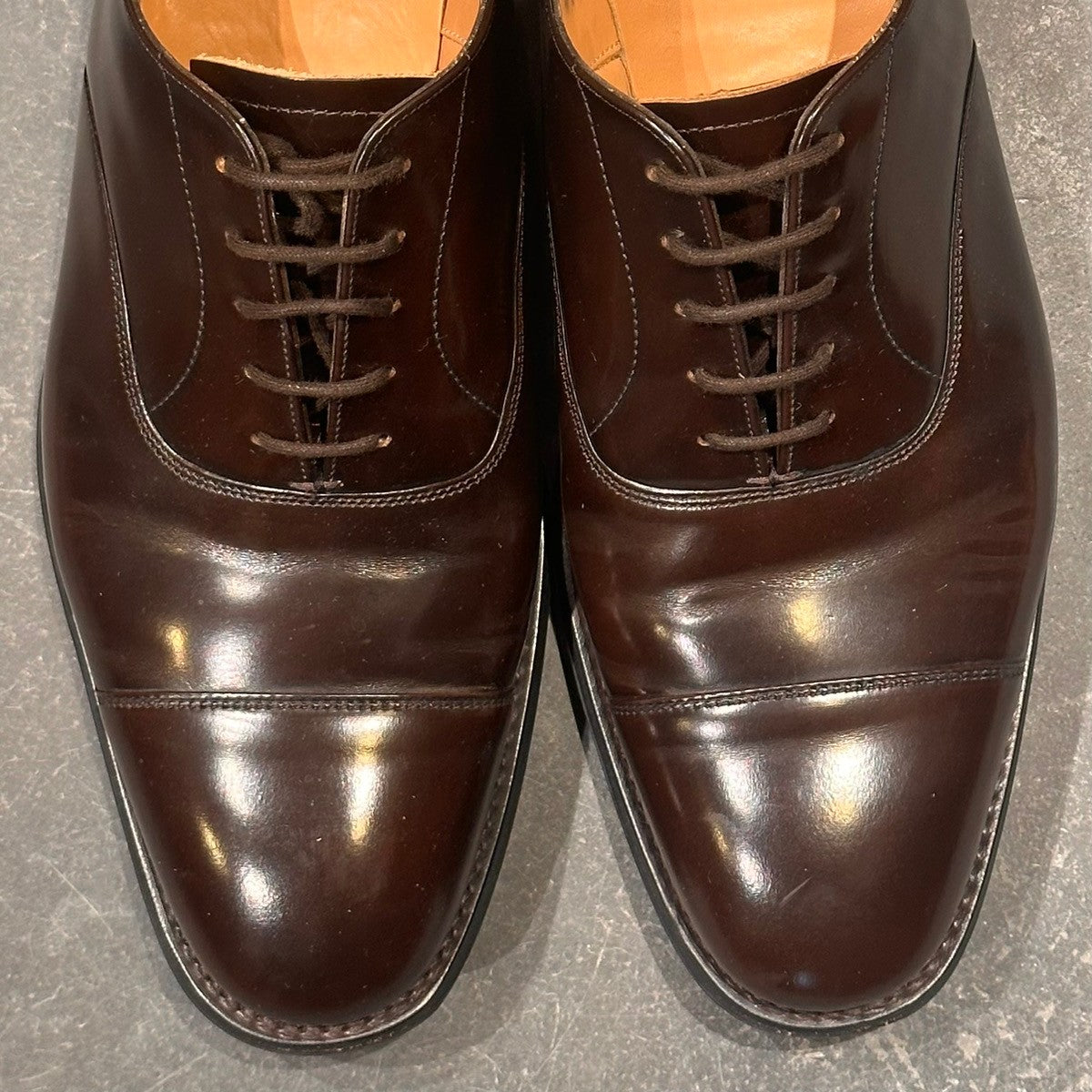 美品【Church’s】チャーチ コンサル 5都市 ストレートチップ ポリッシュドバインダーカーフ ダークブラウン サイズUK85F 173ラスト