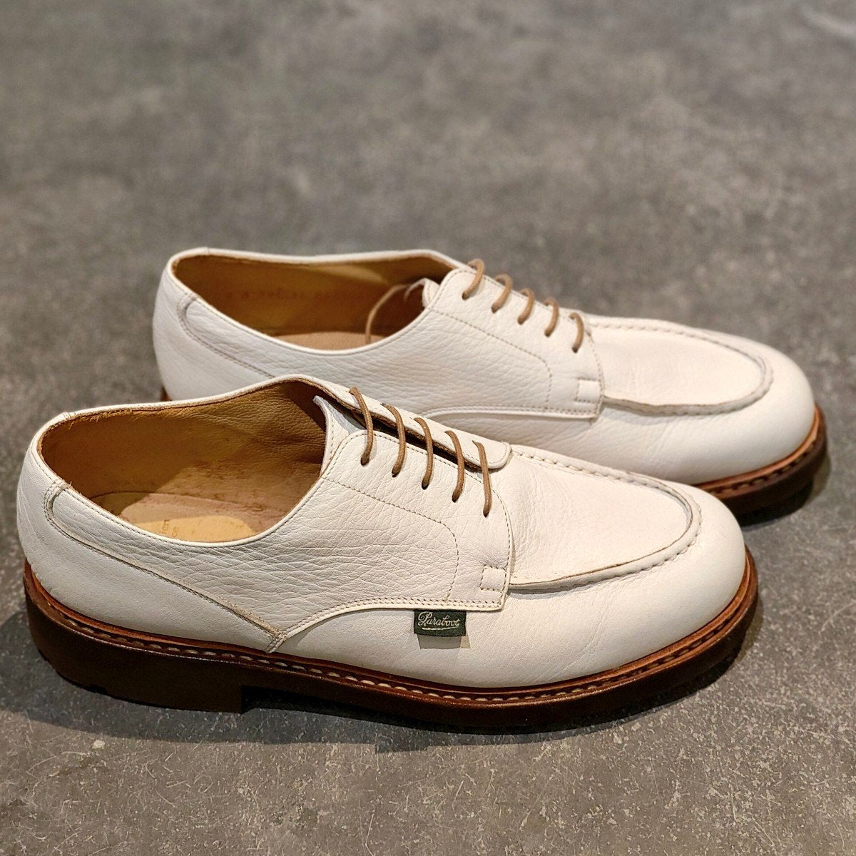 美品【Paraboot】パラブーツ シャンボード Uチップ グレインレザー ホワイト サイズ UK8A 参考定価￥99,000-