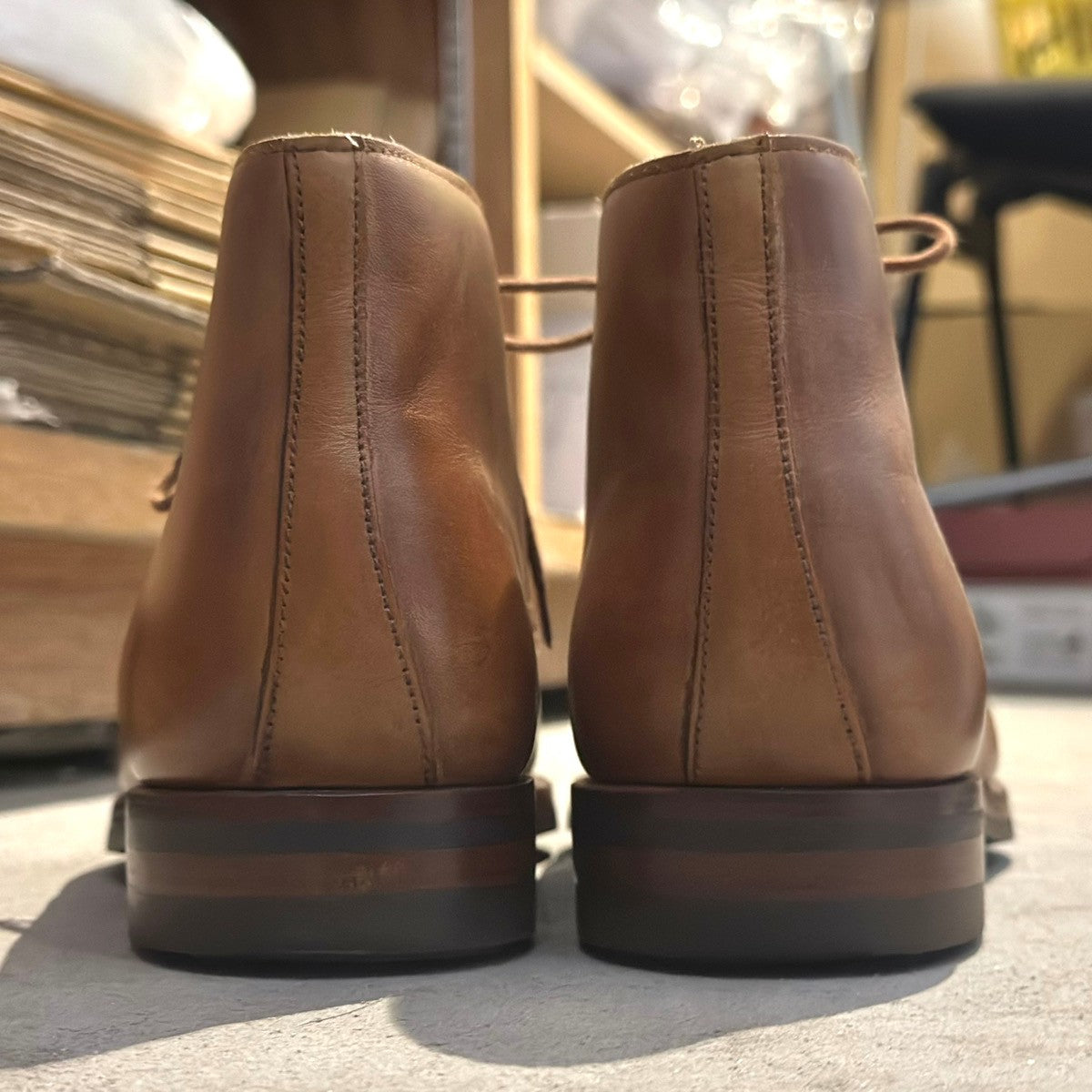 極美品【CROCKETT&JONES】クロケット&ジョーンズ チャートシー チャッカブーツ カーフ ブラウン サイズUK7E 224ラスト