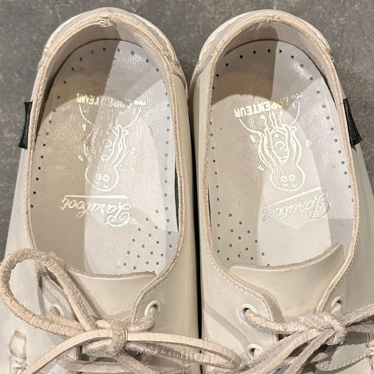 【PARABOOT】パラブーツ 1018 アーペントル別注 デッキシューズ カーフ ホワイト サイズUK6