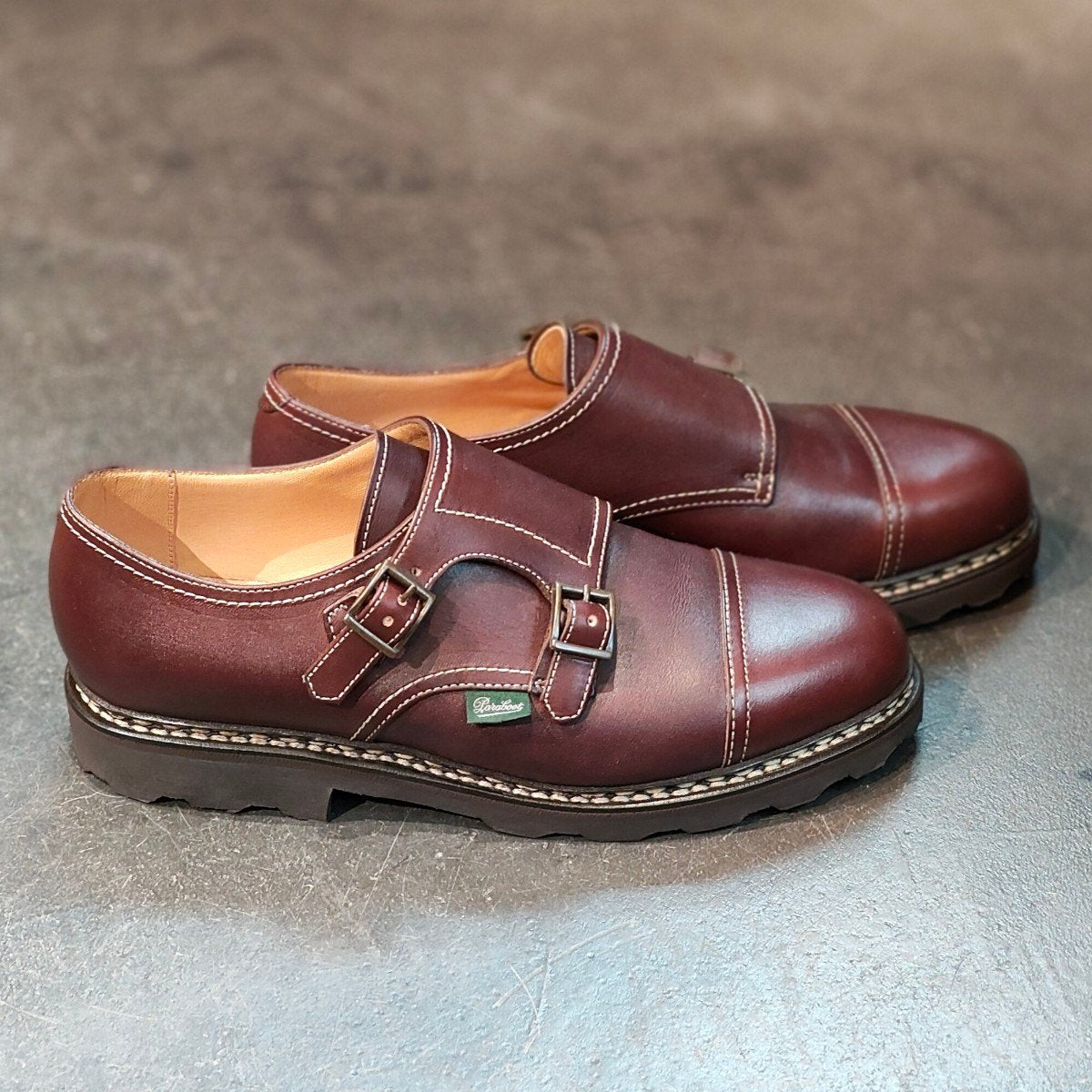 新品未使用 【Paraboot】パラブーツ ウィリアム ダブルモンク カーフ カフェ サイズ UK7 定価￥96,800-