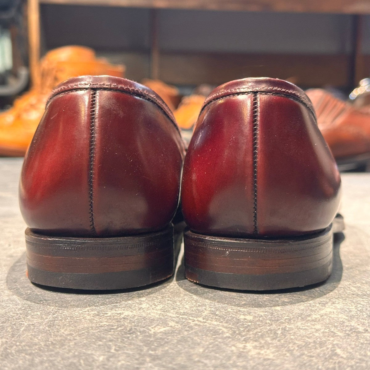 美品【Crockett&Jones】クロケット&ジョーンズ ボストン ローファー ガラスレザー バーガンディ サイズUK6E 314ラスト