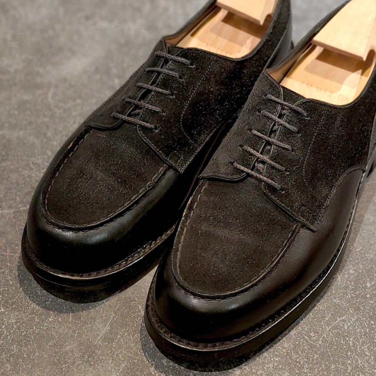 希少 美品【J.M.WESTON】ジェイエムウエストン 641 ゴルフ ミッドナイトエディション Uチップ カーフスエードコンビ ブラック サイズUK5.5E 31ラスト