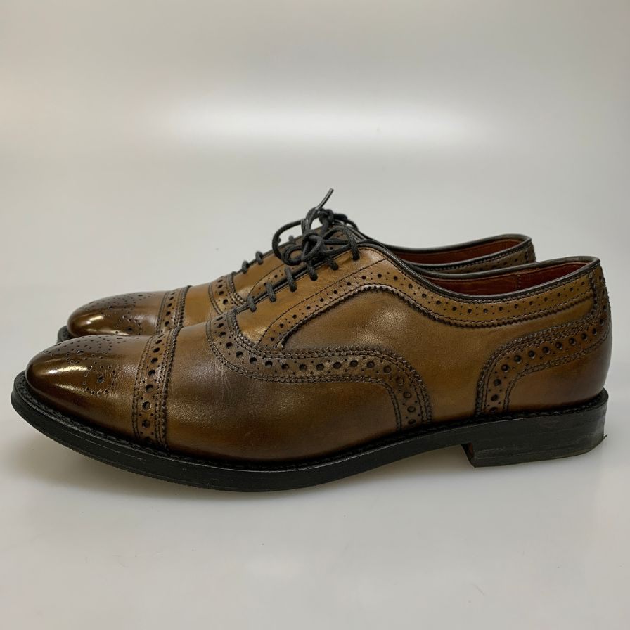 【ALLEN EDMONDS】アレンエドモンズ レザーシューズ ストランド セミブローグ カーフ ブラウン サイズUS7.5 メンズ Strand