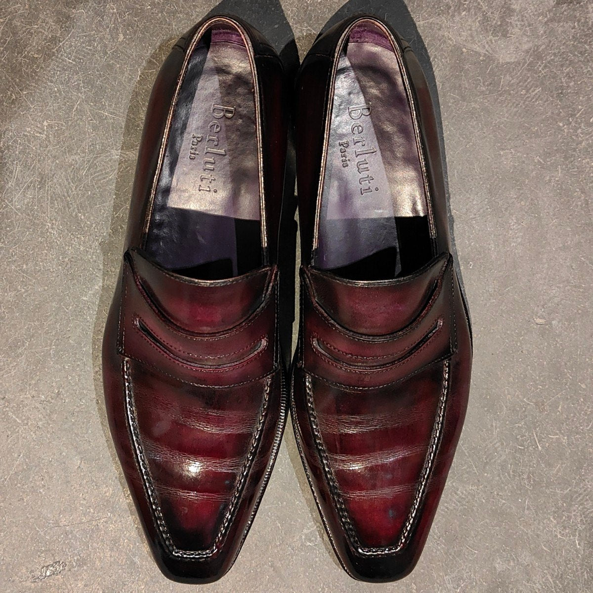 極美品【BERLUTI】ベルルッティ 1123 アンディ カーフ パティーヌ パープル サイズ UK6