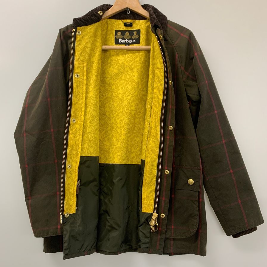 【Barbour】バブアー オイルドジャケット ビデイルSL オリーブ 赤ウィンドペン柄  メンズ サイズ36