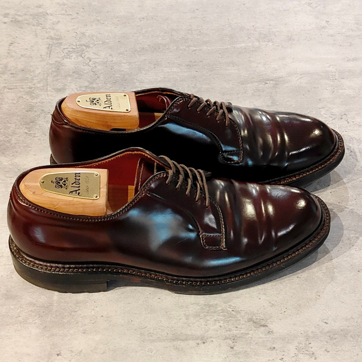 希少 美品【ALDEN】オールデン 990C プレーントゥ コードバン ダークバーガンディ サイズ US7.5E バリーラスト 参考定価 ALDEN990￥236,500-