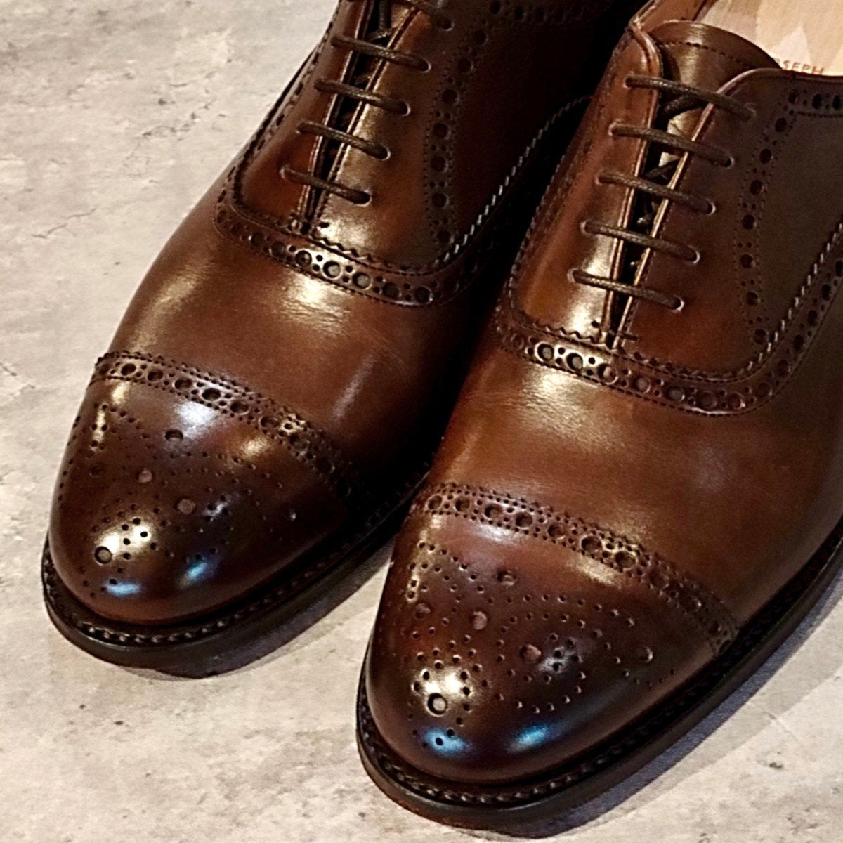 新品未使用【JOSEPH CHEANEY】ジョセフチーニー ウィルフレッド セミブローグ カーフ ブラウン サイズUK5 参考定価￥94,600-