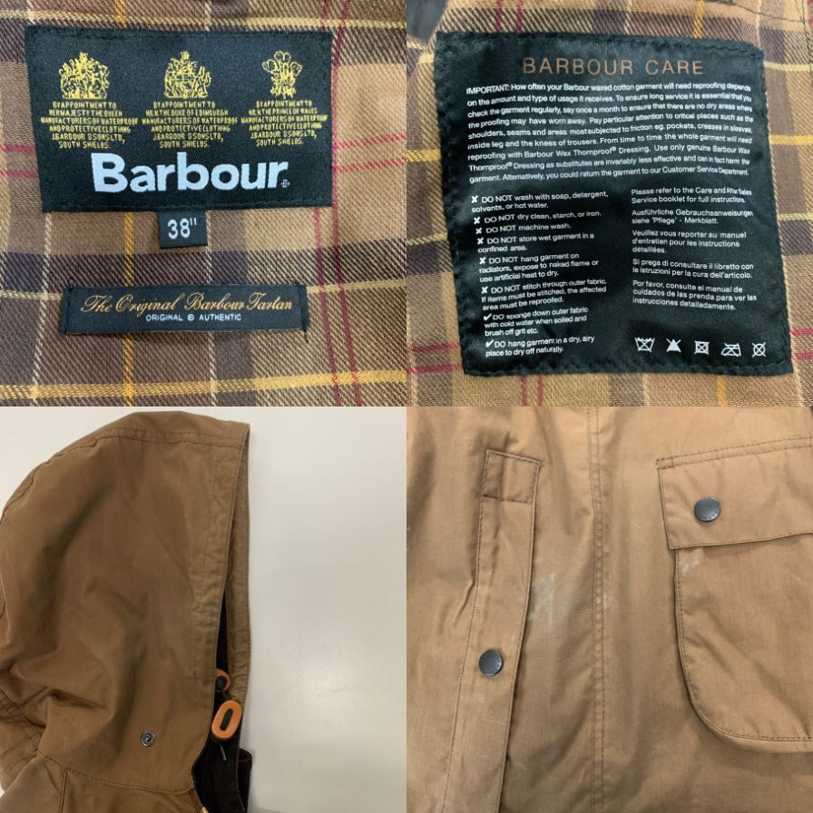 【Barbour】バブアー ビデイル フード  オイルド ジャケット 3ワラント メンズ サイズ38 ベージュ