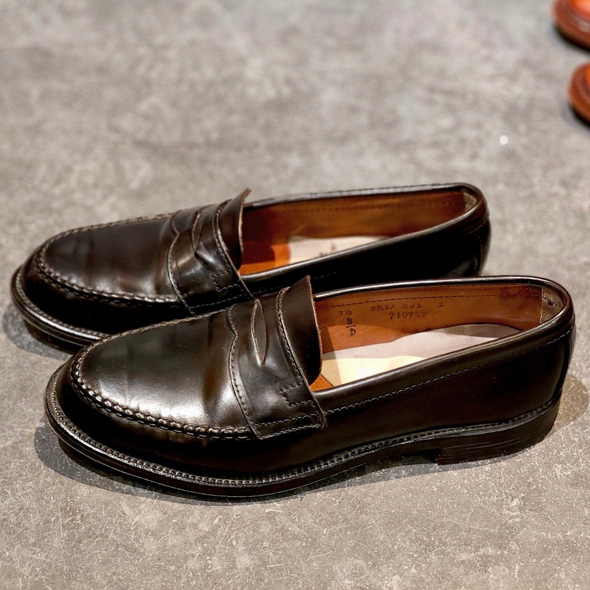 希少【ALDEN】オールデン 7109UY ships別注 20th Anniversary ペニーローファー アンラインド コードバン ブラック サイズ US7.5D バンラスト