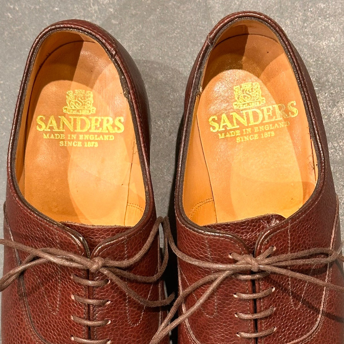 【SANDERS】サンダース 9696TDG プレーントゥ 内羽根 グレインレザー バーガンディ サイズUK6.5